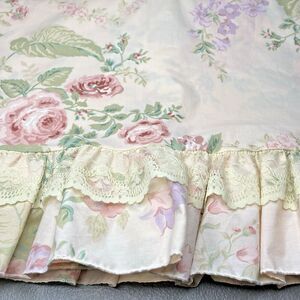 Vintage SPRINGMAID Yardley II Percale Flat Sheet Floral Lace Pink Green Double